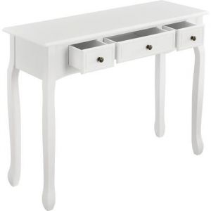 [en.casa] Table Console Table dEntrée Table de Salon Vintage avec 3 Tiroirs MDF Pieds en Pin Boutons en Métal Alliage de Zinc
