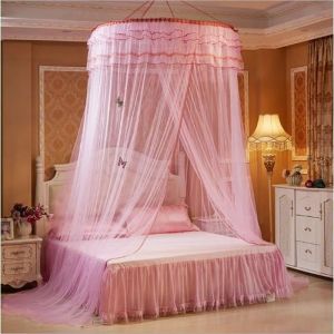 Ciel de Lit Moustiquaire Princesse avec Décor Papillon pour Chambre Bébé ou Enfant - Rose