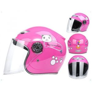 Casque de Scooter Protection Enfant Casque de Moto de Dessin Anim&eacute; Pratique et Confortable - Rose