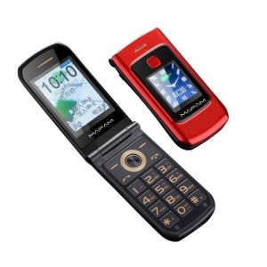 Téléphone Portable Débloqué mobile Senior Téléphone à Clapet avec Grandes Touches double Ecran de 24 PoucesRadio FMrouge