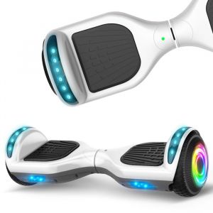 hoverboard 6.5 HY-A12C Bluetooth+Lumière LED Autonomie 7-8km vitesse maximale 10KM/H Batterie 18V/2.6AH Blanc et Gris