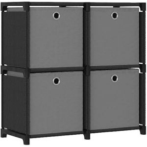 Etagère à 4 Cubes - VIDAXL - Noir - Avec 4 Boîtes - Support de Rangement - Design Contemporain