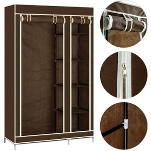 Armoire de rangement OOBEST® café dressing penderie XL tissu - Marron - 110 x 45 x 178 cm - Grande capacité