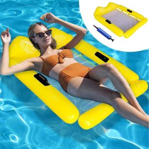 Matelas Gonflable Piscine Semi Immerge Maille Aqua Lounge avec TêTe à Flotteur Hamac Flottant