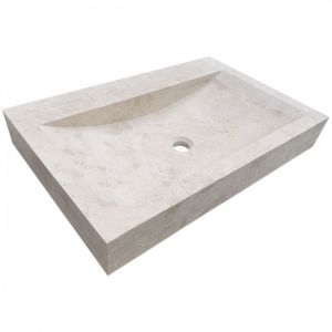Vasque à poser en pierre travertin Mona Beige Impéria 70 x 45 x 10 cm - C-Négoce