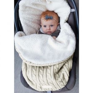Poussette Chanceliere Couverture Enveloppante Universelle Bebe Nid dange Hiver pour Si&egrave;ge Auto Beige