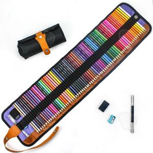 Crayons de couleur 72 couleurs 205 x 105 x 105 cm ensemble de rideaux &agrave; stylos 6 coins huileux couleur assortie crayon crayon