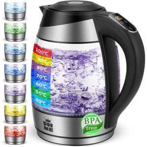 Bouilloire &Eacute;lectrique - YUMI MAZAO - 18 L - Verre - Thermostat R&eacute;glable - 7 Couleurs LED