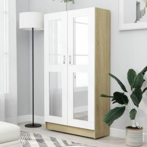 Armoire à vitrine Blanc chêne sonoma 825x305x150 cm Aggloméré
