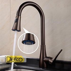 iDeko&reg; Robinet Mitigeur d&rsquo;&eacute;vier cuisine Mont&eacute; traditionnelle huil&eacute; Bronze Terminer Un trou mitigeur pont rotatif gigogne