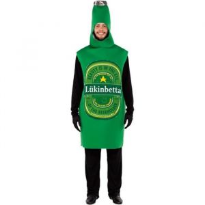D&eacute;guisement Bouteille de bi&egrave;re - VERTE - Adulte - Combinaison en mousse &eacute;paisse imprim&eacute;e