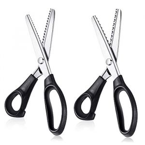 Lot de 2 ciseaux cranteurs : festonn&eacute; 7 mm + zigzag 5 mm 9 pouces couture professionnelle Label