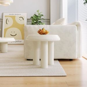 Guyii Table dappoint Ronde Petite Table Basse dans Le Salon ou la Chambre Style Moderne et Minimaliste Blanc