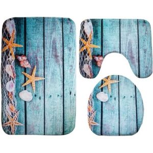 Ensembles de tapis de salle de bain monde marin tapis de bain + tapis contour w.c.+ Tapis pour abattant w.c. 3 pcs/lot