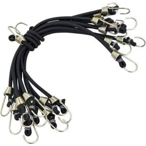 Tendeur Elastique avec Crochet 10 Pcs 25cm Sangles de Rangement Robustes Universels  Tendeurs Sandow pour V&eacute;los Et Tentes Noir