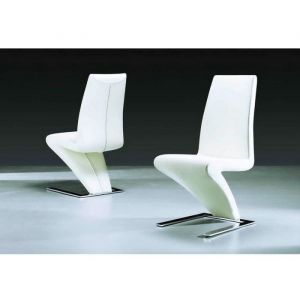 Lot de 2 Chaises ZIG-ZAG Blanche en Acier chromé - LA MAISON DU CANAPÉ - Salle à manger - Contemporain - Design