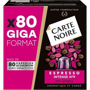 LOT DE 2 - CARTE NOIRE - Café Espresso Intense N°9 Compatibles Nespresso - Paquet de 80 capsules