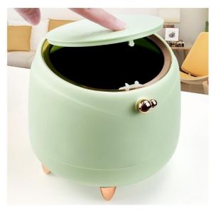 Poubelle de Table avec Couvercle à Bouton-Poussoir Petite Poubelle  Poubelle de Table Hermétique Anti-Odeur Mini Poubelle