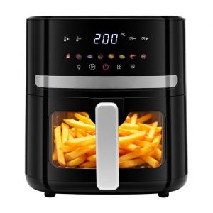 Friteuse sans huile 5L - 8 programmes de menu temp&eacute;rature r&eacute;glable de 80 - 200&deg;C Noir avec fen&ecirc;tre de visualisation