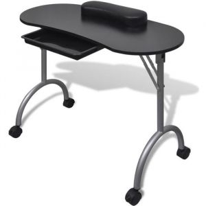 Table de manucure cosmétiques pliante 90 x 37 x 68 cm beauté table de travail informnatique avec roulettes pour  ongles-noire