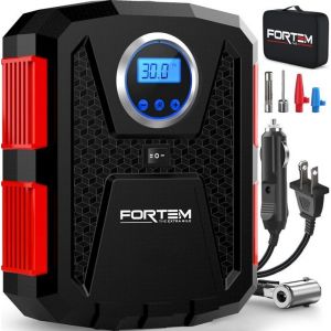 Gonfleur de Pneus 230V AC 12V DC Pour Pneus de Voiture Manomètre Digital Avec Pompe Automatique/Arrêt étui de Transport