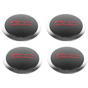 Lot de 4 enjoliveurs de moyeu de 133 mm pour roues Fiat 500 68078419AC 68078421AC Cache-poussière 51884863 Rouge~7104