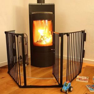 Barri&egrave;re de S&eacute;curit&eacute; Et De Chemin&eacute;e  - dimension: 310 cm - 15 kg  Protection pour enfants b&eacute;b&eacute; - escaliers po&ecirc;le insert