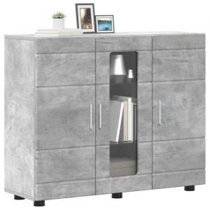BEL-ACHAT* Buffet - Bahut Meuble Enfilade - Fonction daffichage Gris b&eacute;ton 55.5x29x100 cm - Bois ding&eacute;nierie Prom63708623
