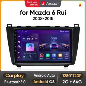 Junsun Autoradio Android 13 Carplay voiture Bluetooth  pour Mazda 6 Rui GH 2008 - 2015 WIFI 2G+64G 9 Écran Tactile GPS RDS