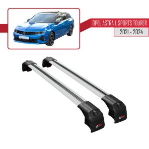 Barres de Toit pour Opel Astra L Sports Tourer 2021-2024 ACE-2 Railing Porte-Bagages de Voiture Gris Aluminium 2 Barres