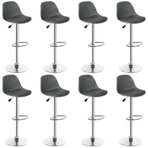 Lot de 8 tabourets de bar r&eacute;glables et pivotants QIFAshma&reg;GRIS - Style contemporain - Cuisine