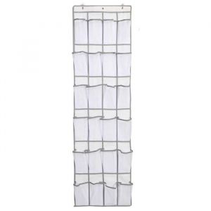 2 pi&egrave;ces Range Chaussures &agrave; Suspendre sur la Porte Sac de Rangement Suspendu avec 24 Poches Rangement de Chaussures Suspendu Or