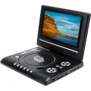 Lecteur DVD Portable avec Écran Rotatif 9.8écran orientable sur 270 degrés Batterie Rechargeable Intégrée(Noir)(EU)