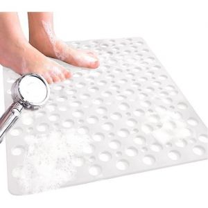 Tapis de douche antidérapant tapis de bain carré 53x53 cm tapis de bain antidérapant lavable en machine avec ventouse blanc