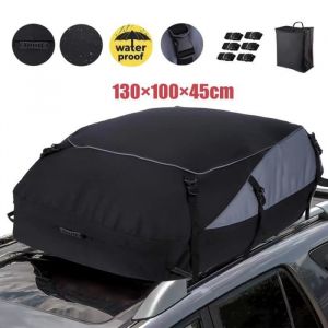 Coffre de toit de voiture coffre de toit pliable 600D sac de toit pour équipement de voyage autonome M: 130 × 100 × 45 cm.