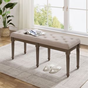 Banc à chaussures - Beige - 122x43x47cm - Bois massif - Style Scandinave - Rembourré