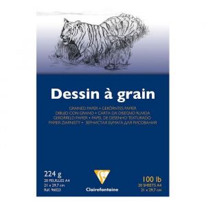 Bloc de papier dessin - CLAIREFONTAINE - 224 g/m&sup2; - Grain fin - A3 - 20 feuilles