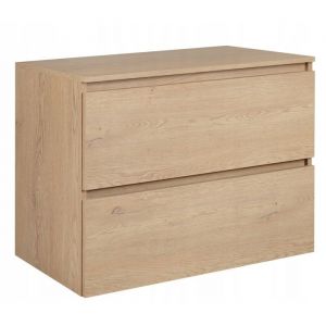 Meuble pour Vasque à Poser 80 cm SIMPLE - Fermeture douce - avec plan de travail - Chêne clair - 80 × 46 × 607 cm
