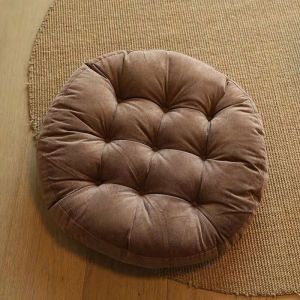 Coussin de siège japonais Tatami en coton épais 55cm*8cmtapis de sol rond épais pouf futon coussin touffeté pour yogaCafe