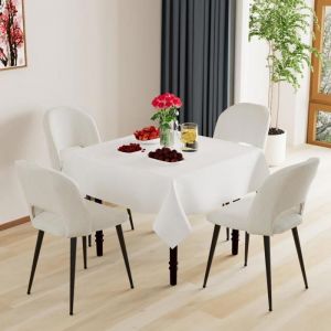 MIPAN.Chaise Salle &agrave; Manger Lot de 4 Chaise de Salle &agrave; Manger en Velours Chaise de Cuisine avec Pied Noir et Coussin &Eacute;paisBlanc