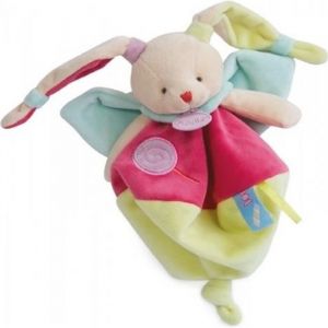 Babynat Doudou semi plat Lapin Gourmandise bonbons rose 24 cm bébé fille