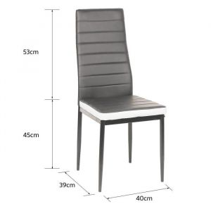 Chaise de salle &agrave; manger DIYAGSSZ (Lot de 6) en cuir Simili - Gris et Blanc - Style Comtemporain - H98 CM
