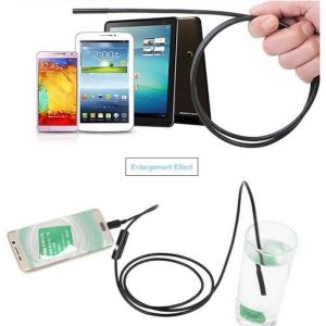 BOYOU Endoscope numerique 7mm lentille de la cam&eacute;ra de mise au point 2M &eacute;tanche 6 LED endoscope Android mini-endoscope c&acirc;ble USB