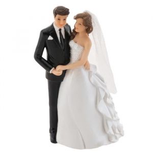 Figurine de mariage - CHAKS - Couple de mariés se tenant la main - Blanc et Noir