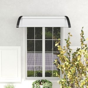 Auvent de Porte dEntrée - RELAX4LIFE- en Polycarbonate - Protection Contre Pluie et UV - Marquise de Porte Exterieur - 122X99X28CM