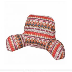 Coussin de lecture pour lit adulte coussin lombaire avec accoudoirs adapté à la lecture et à la détente ethnique rouge
