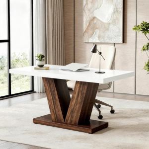 Bureau dordinateurBureau 120 x 80 x 75 cmGrand Bureau &agrave; Domicile avec Pi&eacute;destal en BoisTable d&eacute;tude Industriel Marron et