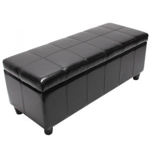 Banc banquette rembourrée coffre de rangement - Kriens - Cuir reconstitué - Noir
