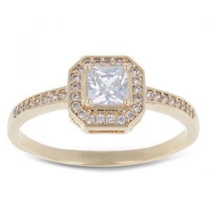 Bague Plaqué Or Sissi blanc doré - 9x9 mm - LES TRESORS DE LILY - Oxyde de zirconium - Femme