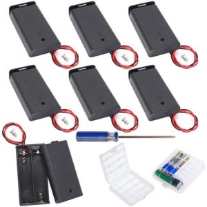 7Pcs AA 3V Support de Batterie Coque Plastique Batterie Bo&icirc;te de Rangement avec Interrupteur on-Off(2 Solts) 2Pcs Bo&icirc;te &agrave; Pile[388]